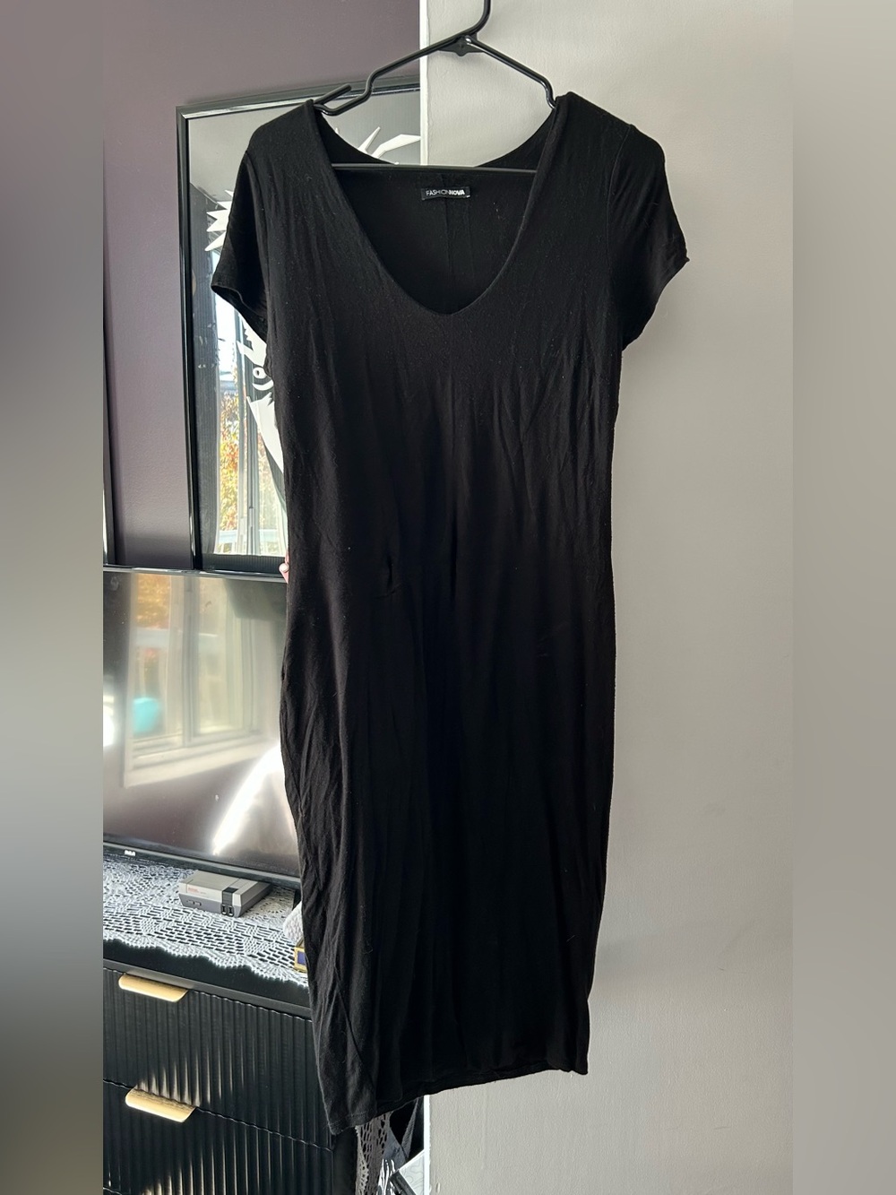 Plus size Fashion Nova Black round-Neck Short Sleeve Midi Dress